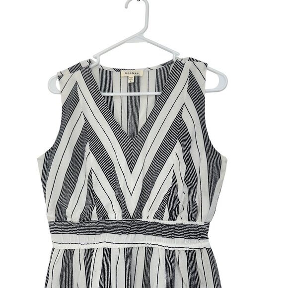 Monteau Womens Striped Sleeveless Peplum Top Size Large  Black & White Pullover - Picture 3 of 10